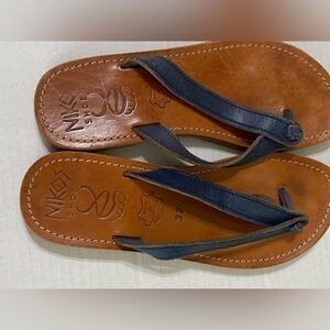 Nikos leather flip flops size 37 ( USA 6)